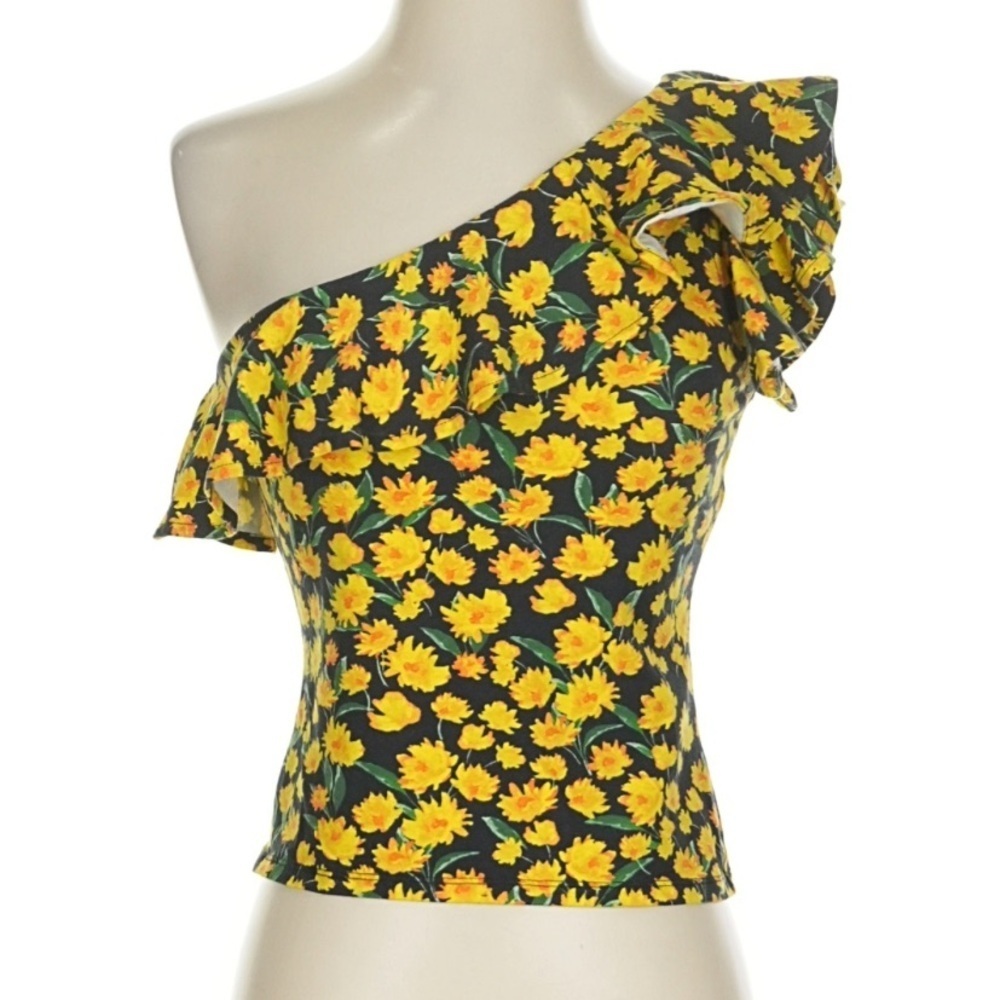 Maeve Yellow Daisy Floral Ruffle One Shoulder Top Women’s XS - Picture 2 of 7
